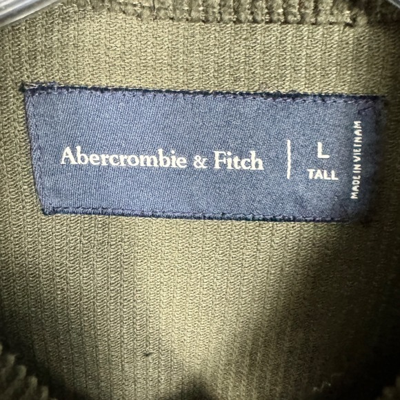 Abercrombie & Fitch Corduroy Shirt Men L Tall Green Cotton Shacket Vintage - Picture 6 of 12
